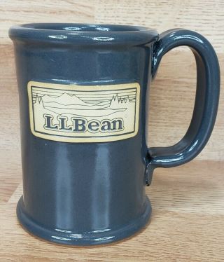 16 Oz Ll Bean Sunset Hill Stoneware Handmade Usa Coffee Tea Cup Mug Gray/blue