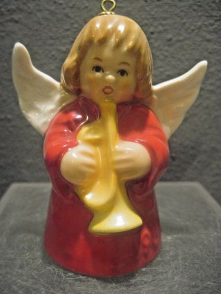 Goebel Angel - Bell Red Gown Annual Christmas Tree Ornament 1985 10th Edition