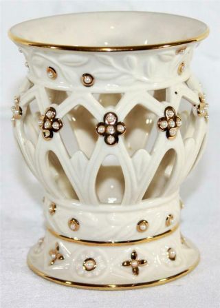 Lenox Illuminations Florentine & Pearl Cream Gold Pearl Decorative Candle Holder