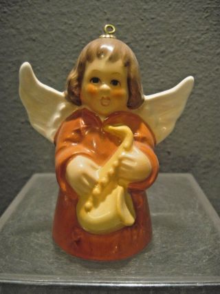 Goebel Angel - Bell Red Gown Annual Christmas Tree Ornament 1980 5th Edition