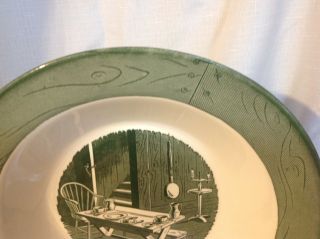 Currier and Ives Large Green Bowl 10 