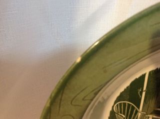 Currier and Ives Large Green Bowl 10 