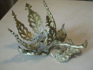 VINTAGE CAST METAL VOTIVE CANDLE HOLDER FLOWER AND LEAVES CHURCH RELIGIOUS 6