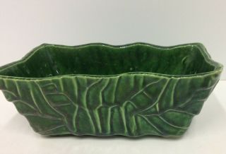 Vintage Glazed Usa Pottery Green Ceramic Rectangular Flower Pot Planter 483