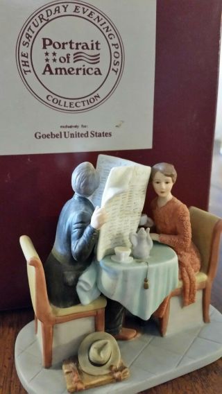 Vintage Norman Rockwell Figurine " Breakfast " Mib Portrait Of America For Goebel