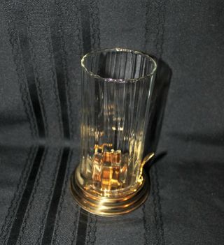 Partylite Brass Chamber Lamp With Glass Shade