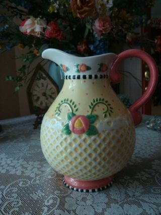 At Home With Mary Engelbreit Garden Time Pitcher 2001 Enesco Flowers Polka Dots