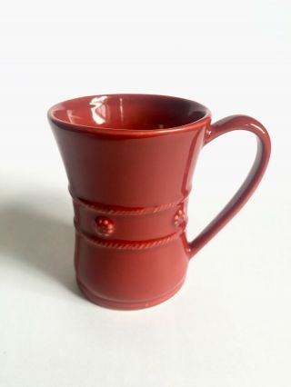 Juliska Berry And Thread Ceramic Mug Cup Ruby Red 4.  5” Tall 12 Ounces