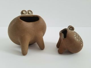 Mid Century Robert Maxwell Style Ceramic Frogs Planter Figurines Pair 2