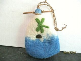 Blue & White Felt Birdhouse,  By Wild Woolies.  Use In Home Or Garden.  Made In Nepal
