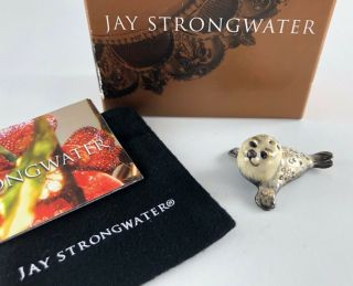 Jay Strongwater Baby Seal Mini Figurine With Box Missing One Crystal