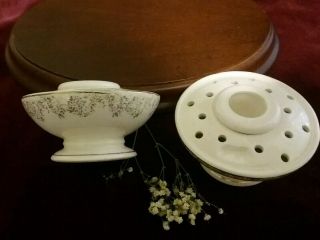 2 Holt Howard 1958 Beige W/gold Accents Candle Holders - Holes For Flowers