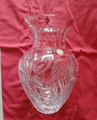 9 " 24 Lead Crystal Flower Vase - Hand - Cut In Poland