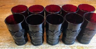 10 Avon Ruby Red Cape Cod Tall Water Glasses Goblets Tumblers