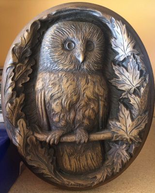 Karl Rothammer Wood Carving Owl Vintage Approx 10 " X 6 " Very Cool