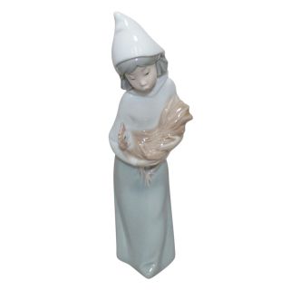 Lladro Figurine 4677 Ln Box Girl With Rooster