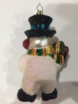 Christopher Radko Snowman Ornament Handblown Glass Glitter Christmas Decor 2