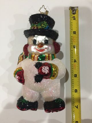 Christopher Radko Snowman Ornament Handblown Glass Glitter Christmas Decor 4