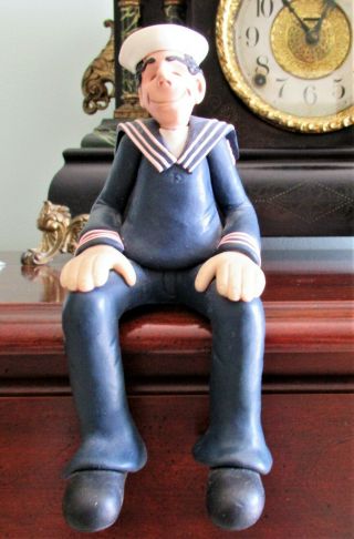 D.  Manning Polymer Clay Shelf Sitter Happy Face Sailor Figurine in Navy Uniform 3