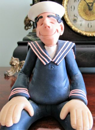 D.  Manning Polymer Clay Shelf Sitter Happy Face Sailor Figurine in Navy Uniform 4