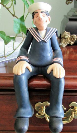 D.  Manning Polymer Clay Shelf Sitter Happy Face Sailor Figurine in Navy Uniform 5