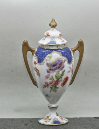 Lovely Vintage Art Deco W.  Germany Jk Carlsbad Hand Painted Porcelain Lidded Jug