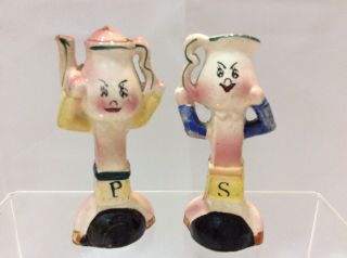 Vintage Anthropomorphic Salt And Pepper Shakers Teapot Teacup