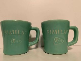 2x Mccoy Usa Pottery Chunky Diner Coffee Mugs Cups Similac Ross Vintage Green