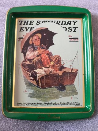 The Saturday Evening Post Mini Metal Tin Plate - “gone Fishing”,  Daher,  England