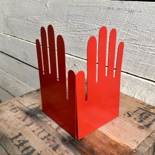 Red Metal Hand Bookends - Pop Art - Hands - Modern