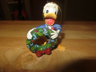 Walt Disney Donald Duck Jim Shore Holiday Wreath Ornament Statue Figurine 7