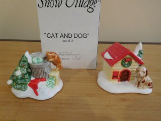 Dept 56 Snow Village - Cat And Dog - Set Of 2