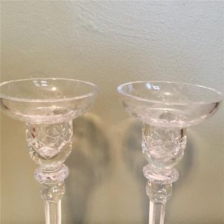 Rogaska Clear Cut and Etched Crystal CANDLE HOLDERS CANDLESTICKS 2