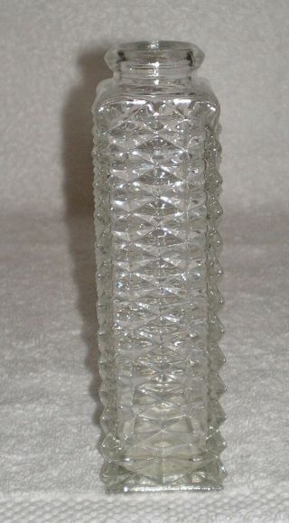 Vintage 1979 Ftd Square Clear Glass Bud Vase Diamond Point Pattern 6.  5 "