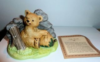 Vintage Woodland Surprises Bear Jacqueline B Smith Franklin Porcelain 1984
