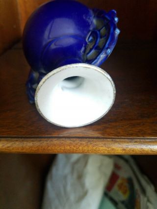 Vintage Porcelain Bud Vase cobalt blue w/ bluebirds 3