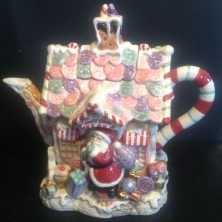 Fitz & Floyd Christmas Candy Shop Teapot Candy Lane Express Gingerbread House