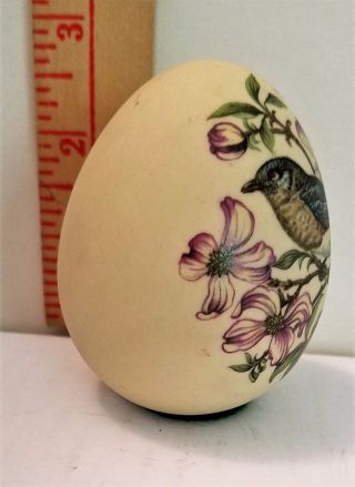 PORCELAIN EGG,  HAND PAINTED FLOWERS AND A BIRD - 2.  25 