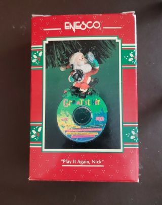 Enesco Play It Again,  Nick CD Headphones Santa Christmas Ornament Box 4