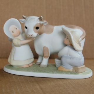 1995 Homco Circle Of Friends Milking Time Figurine 1 Peter 2:2 - Cow