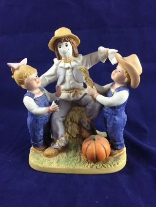 1985 Denim Days By Homco Danny And Debbie With Scarecrow 1524 - No Box