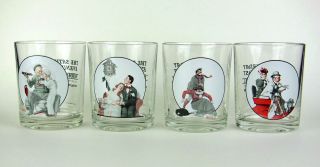 Set Of Four Norman Rockwell Saturday Evening Post Glasses,  Curtis Publishing