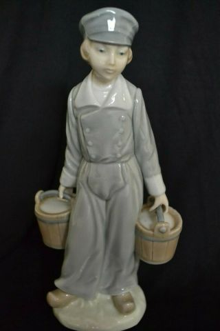 Lladro Dutch Boy With Milk Pails Porcelain