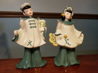 Vtg Florence Ceramics Oriental Figurines Made In Pasadena California 8 "