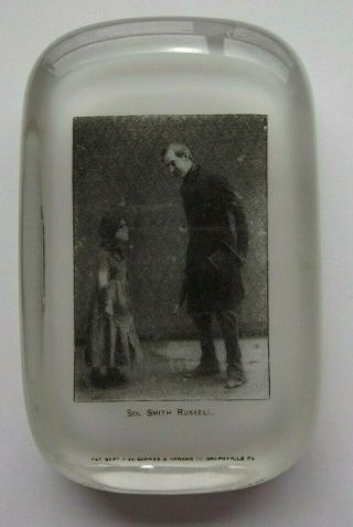Sol Smith Russell American Stage Theater Glass Advertising Paperweight Abrams