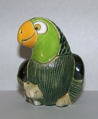 Artesania Rinconada Uruguay Parrot Green Art Pottery Figurine (324).