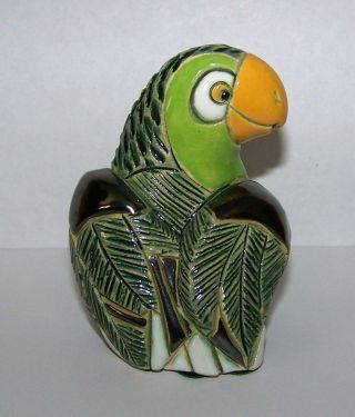 Artesania Rinconada Uruguay Parrot Green Art Pottery Figurine (324). 2