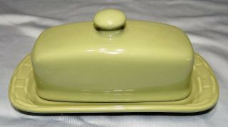 Longaberger Pottery Woven Traditions Sage Covered Butter Dish Plate 1/4 Pound