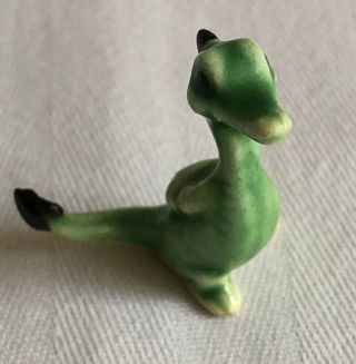 Vintage Miniature Light Green/black Dragon Figurine W/hands Behind His Back