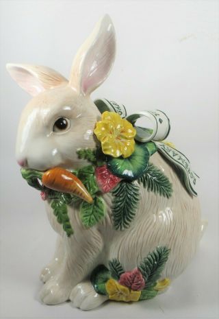 Fitz And Floyd F&f Rabbit Herb Garden Cookie Jar Bunny W Carrot Rosemary Thyme